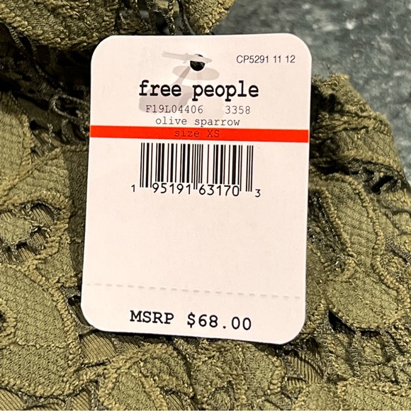 Free People Top XS Intimately Adella Cami Lace Olive Sparrow Green NWT Ruffle - Picture 6 of 10